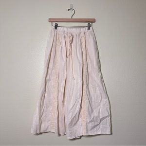u.ni Cream Midi Skirt with Lace Accents